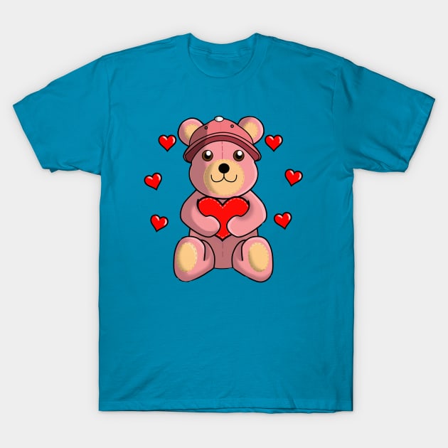 Pink Bear Hug - Hearts (MadMorph) T-Shirt by MadMorph